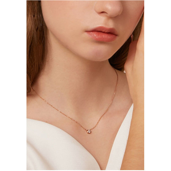 Veile Studios Solitaire Cubic Zirconia Bezel Necklace Rose Gold