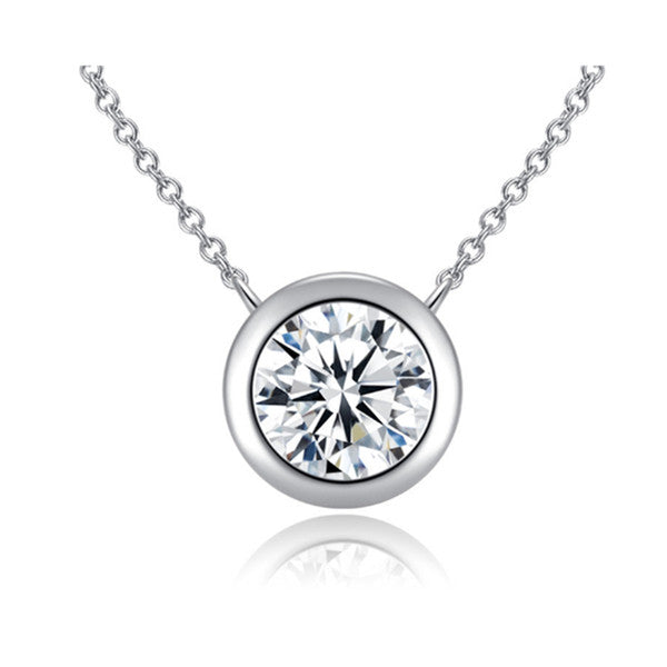 Veile Studios Solitaire Cubic Zirconia Bezel Necklace White Gold