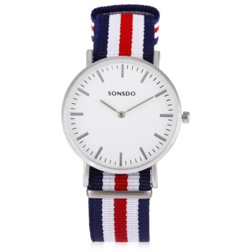 Veile Studios Sonsdo Colorful Canvas Band Male Quartz Watch Blue And Red