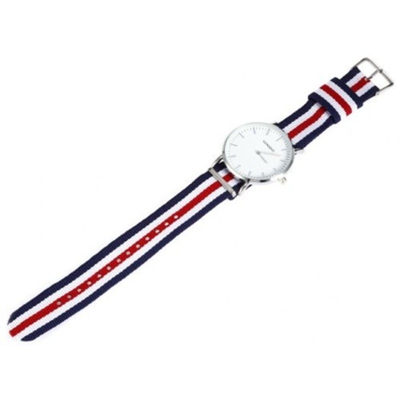 Veile Studios Sonsdo Colorful Canvas Band Male Quartz Watch Blue And Red
