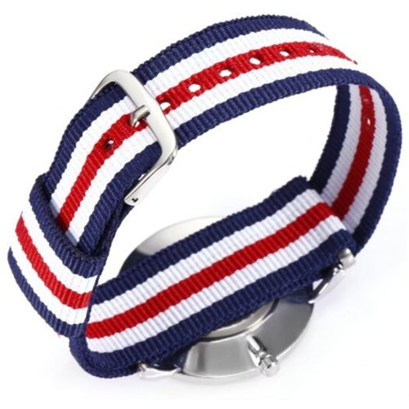Veile Studios Sonsdo Colorful Canvas Band Male Quartz Watch Blue And Red