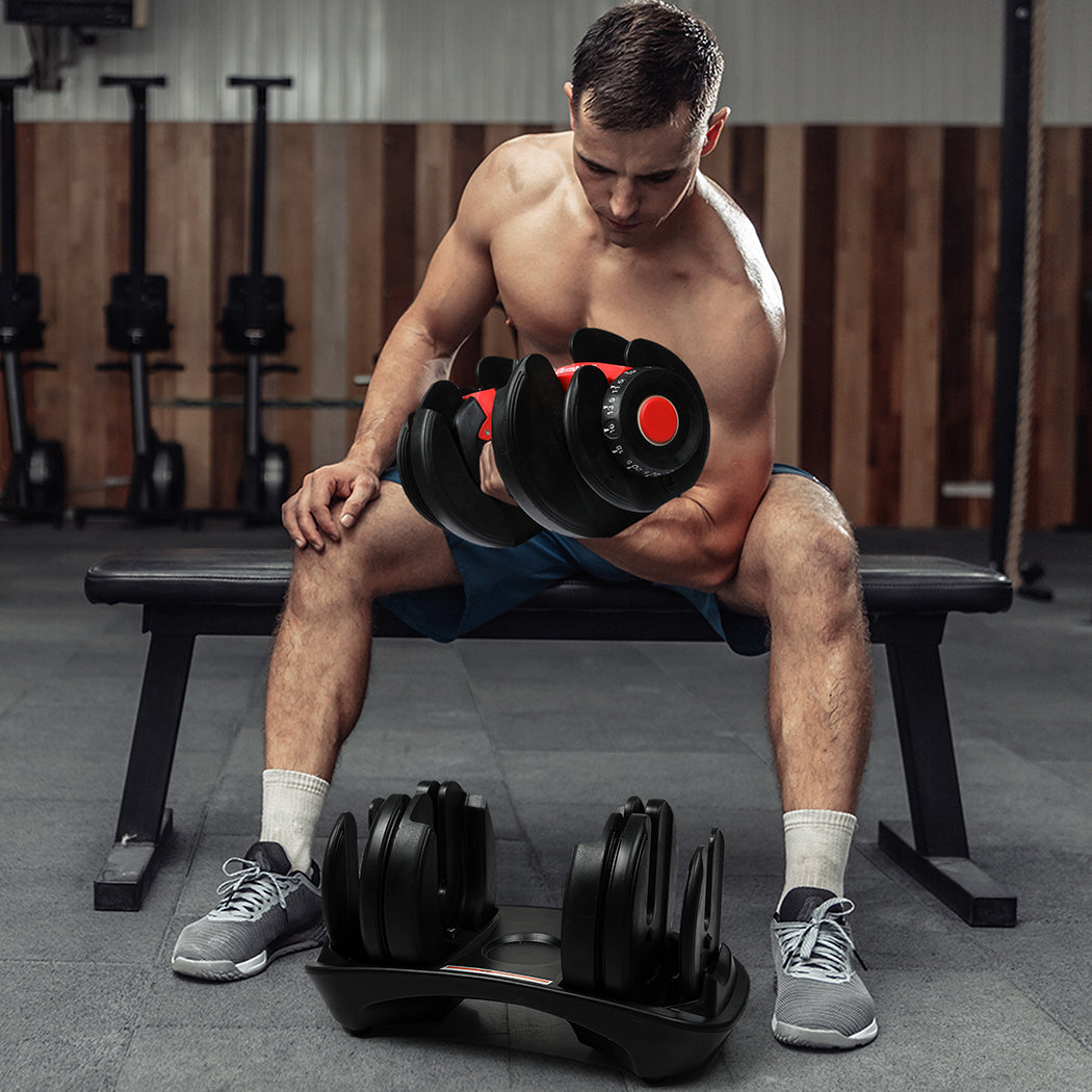 Centra 24Kg Adjustable Dumbbell Set Home Gym Black