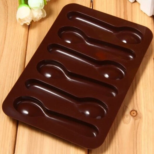 Spoon Pattern Cake Decoration Sugar Craft Silicone Baking Mold Brown