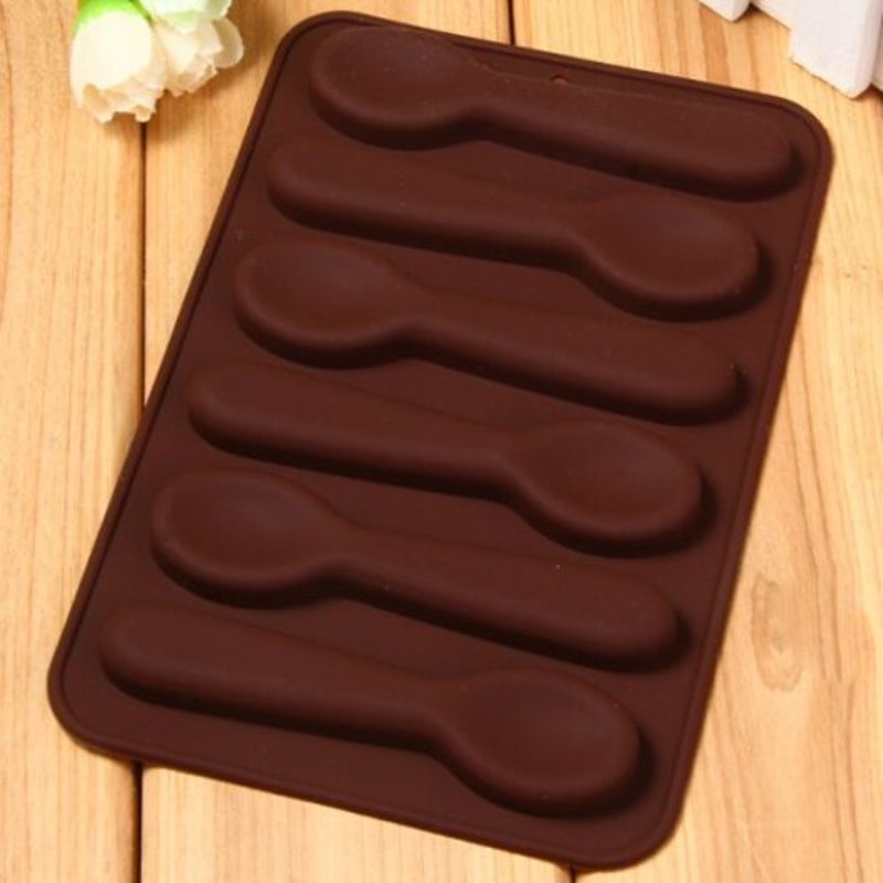 Spoon Pattern Cake Decoration Sugar Craft Silicone Baking Mold Brown