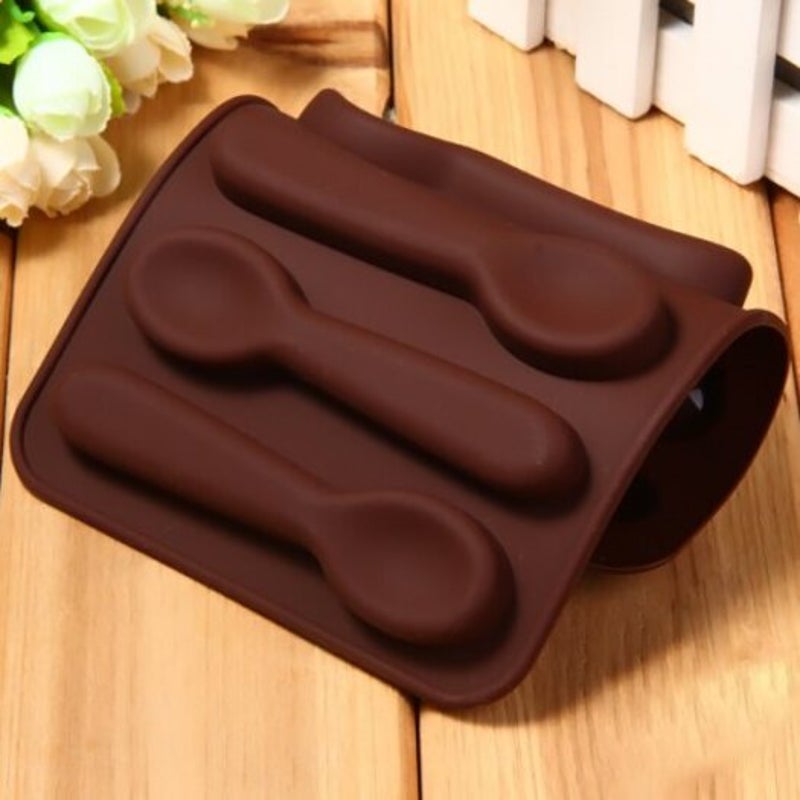 Spoon Pattern Cake Decoration Sugar Craft Silicone Baking Mold Brown