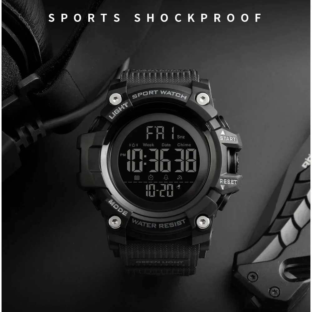 Veile Studios Sports Watch Stopwatch Count Down Men Digital Watches Soft Clock For Male