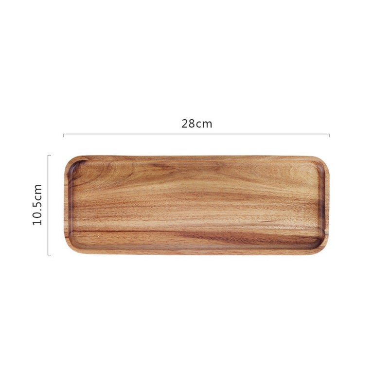 Rectangular Wood Pan Plate Fruit Dishes Saucer Tea Tray Dessert Dinner Bread Plates Solid