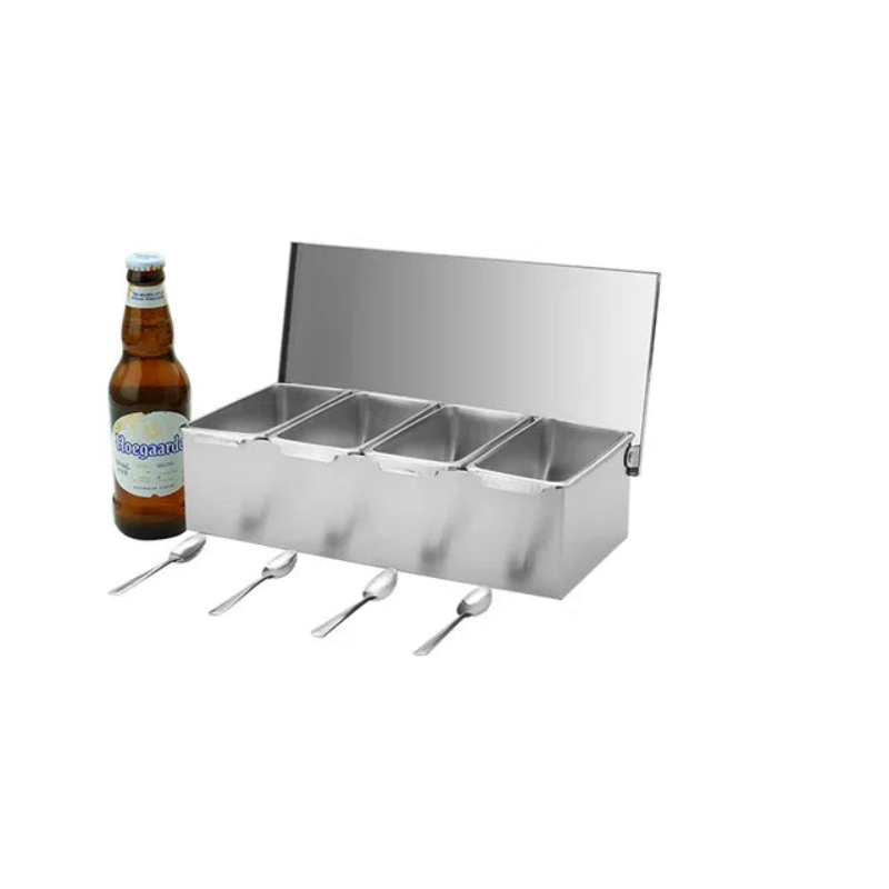 Stainless Steel 3/4/5 Section Ingredients Box Salt Sugar Cheese Sauce Seasoning Pizza Making Tool Snack Storage