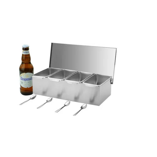 Stainless Steel 3/4/5 Section Ingredients Box Salt Sugar Cheese Sauce Seasoning Pizza Making Tool Snack Storage