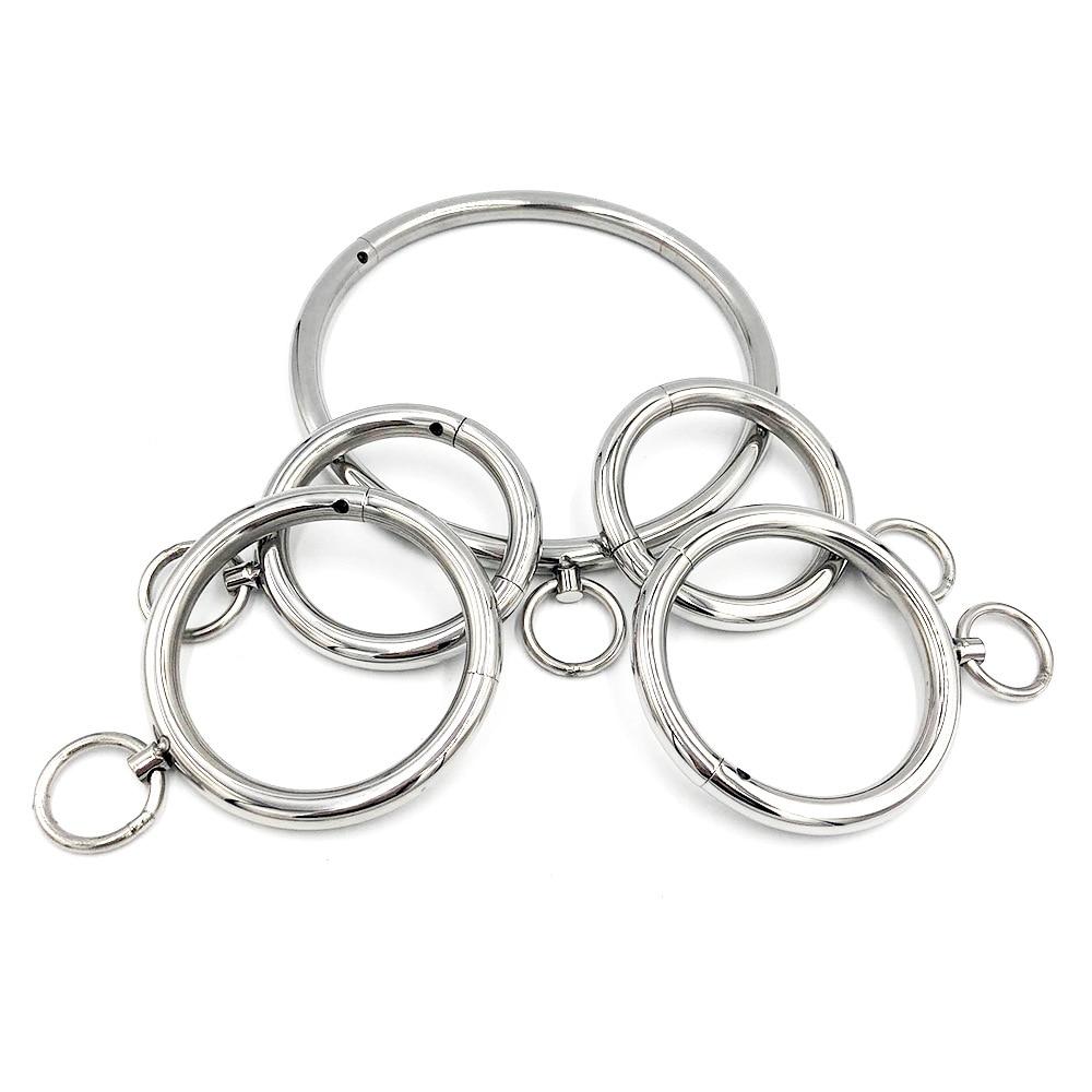 Stainless Steel Bdsm Handcuffs Ankle Cuffs Collar Metal Bondage Restraints Kit