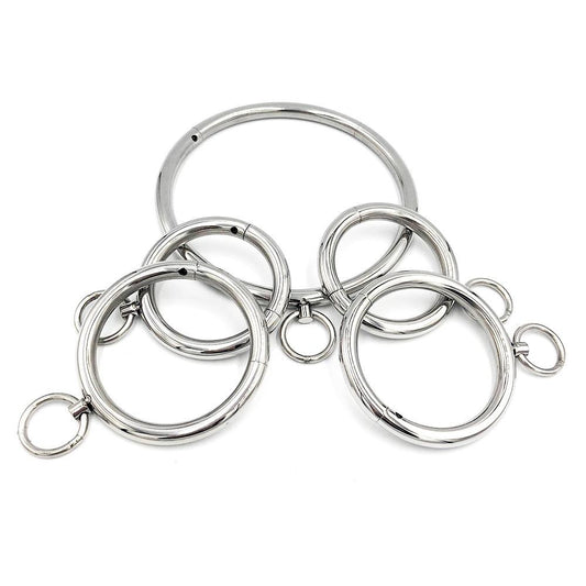 Stainless Steel Bdsm Handcuffs Ankle Cuffs Collar Metal Bondage Restraints Kit