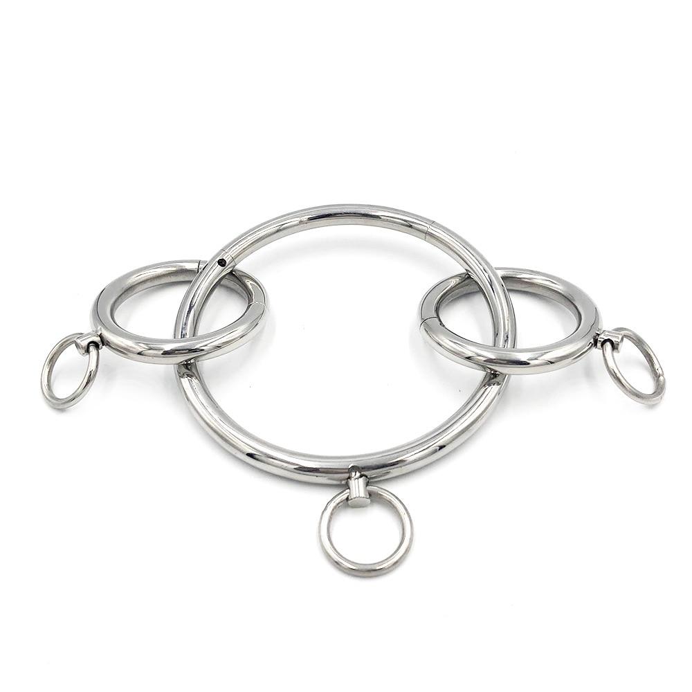 Stainless Steel Bdsm Handcuffs Ankle Cuffs Collar Metal Bondage Restraints Kit