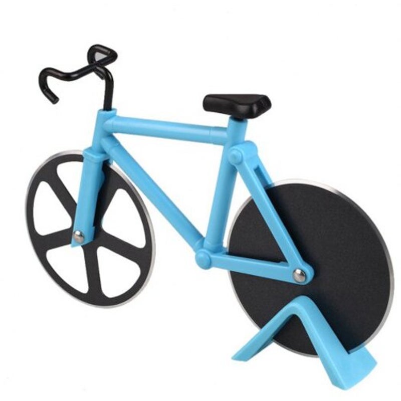 Stainless Steel Bicycle Pizza Cutter Slicer Wheel Kitchen Tool Blue Diamond