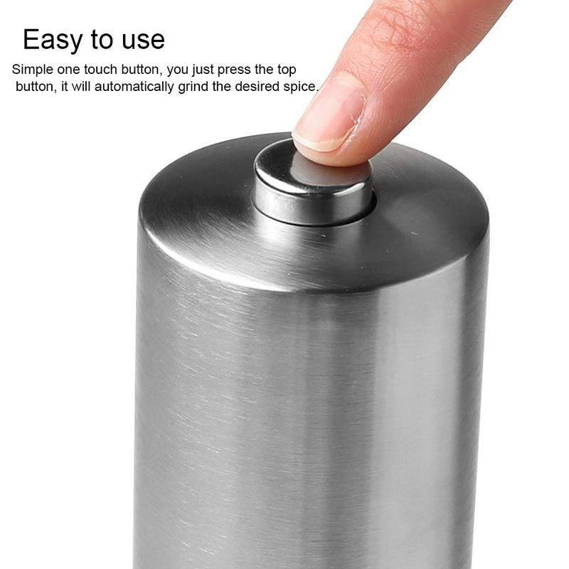 Set Of Two Stainless Steel Electric Pepper Salt Spice Grinder
