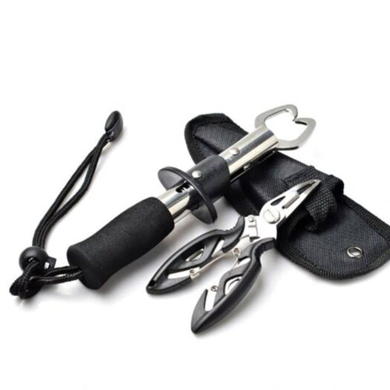 Stainless Steel Fish Grip Fishing Pliers Tool Kit Black