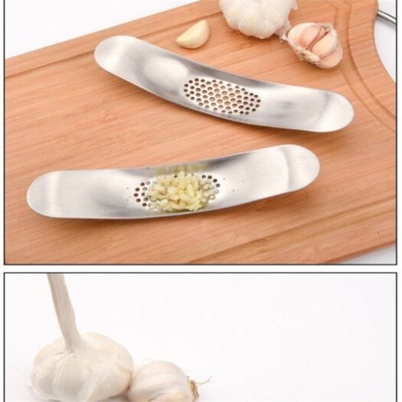 Stainless Steel Manual Garlic Press Crusher Chopper Cooking Tools Gadgets Silver