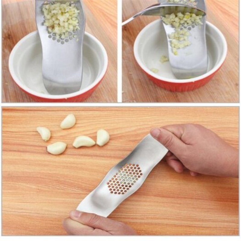 Stainless Steel Manual Garlic Press Crusher Chopper Cooking Tools Gadgets Silver