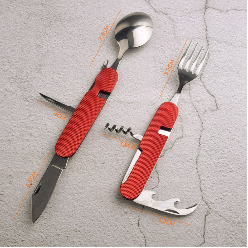 Stainless Steel Folding Portable Cutlery Outdoor Camping Picnic Tableware Kits