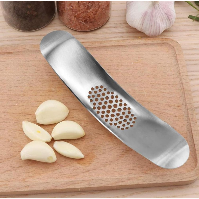 Stainless Steel Manual Garlic Press Crusher Chopper Cooking Tools Gadgets Silver