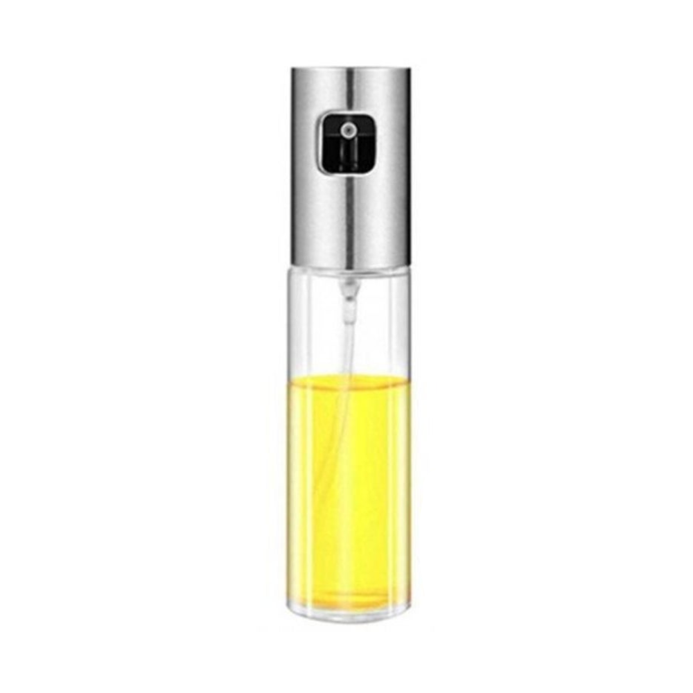Stainless Steel Oil Spray Glass Bottle Vinegar Salad Barbecue Silver