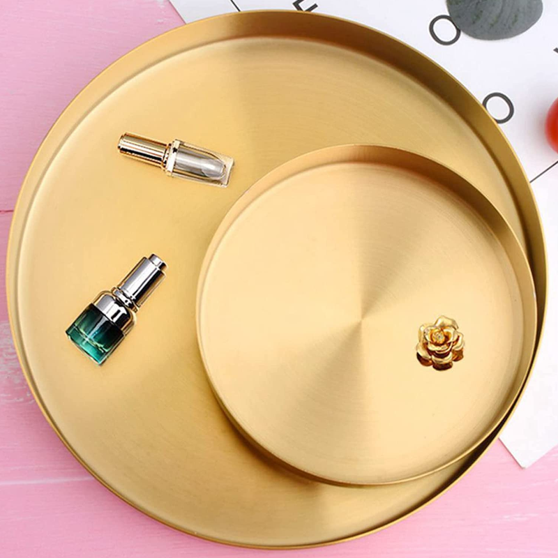 Stainless Steel Storage Gold Plate Dish Candy Trinket Jewelry Fruit Serving Tray