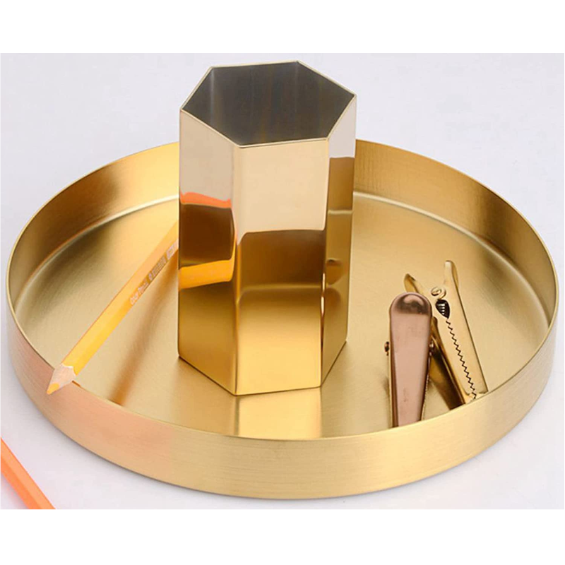 Stainless Steel Storage Gold Plate Dish Candy Trinket Jewelry Fruit Serving Tray