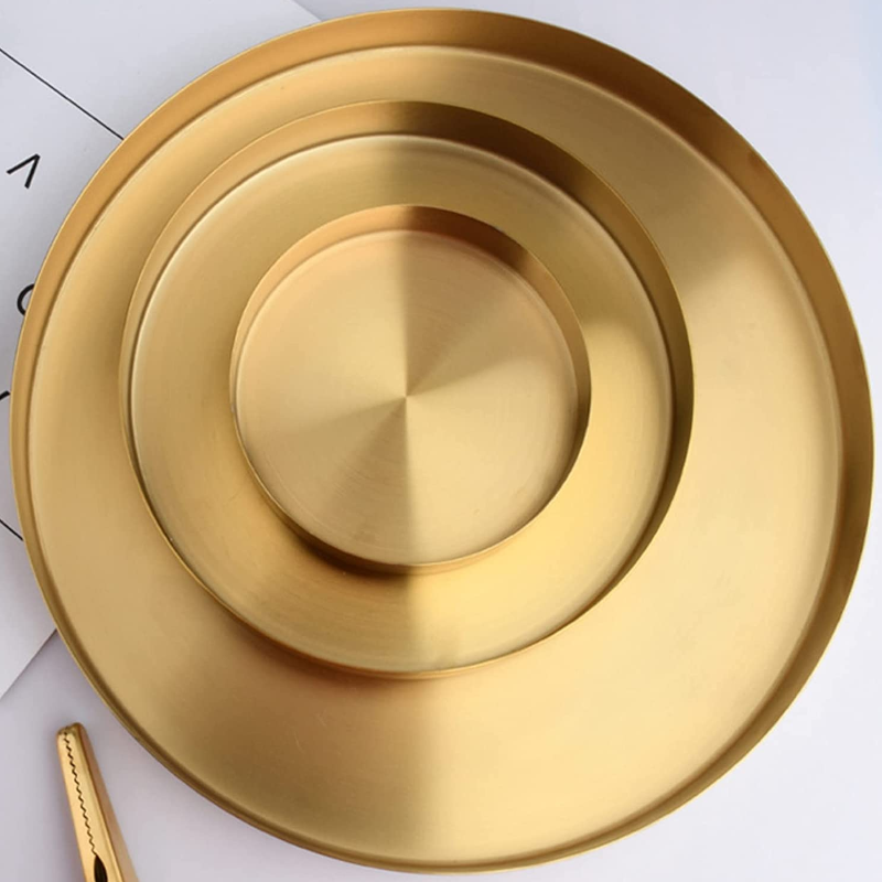 Stainless Steel Storage Gold Plate Dish Candy Trinket Jewelry Fruit Serving Tray