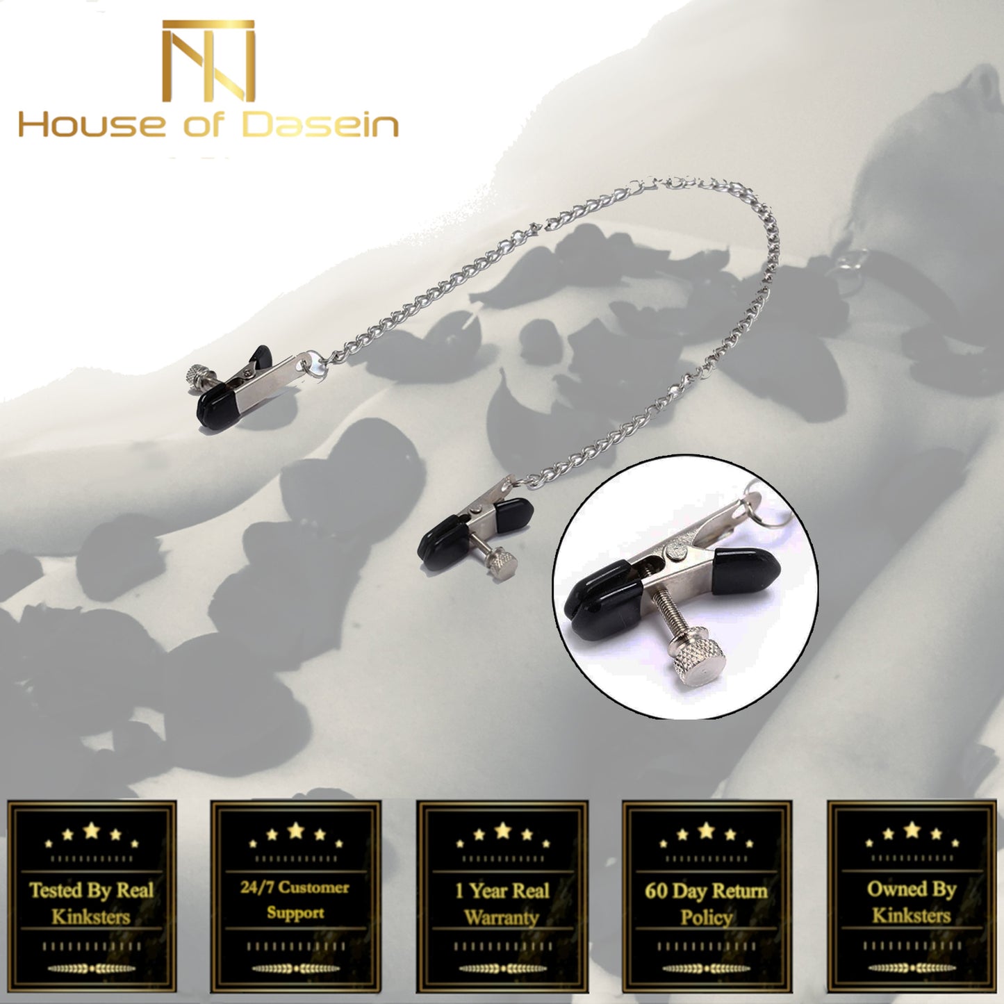 Stainless Steel Metal Chain Nipple Clamps Bdsm Bondage Restraints Kink