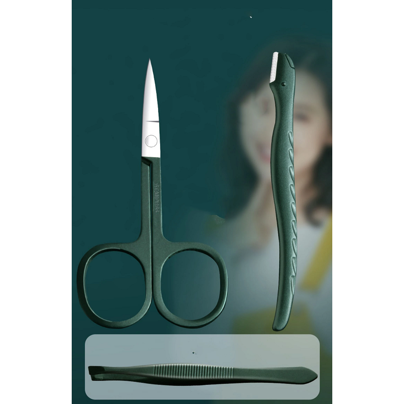 Stainless Steel Nail Clipper Set Grooming Tool With Portable Case Manicure Art Green Nails Cut