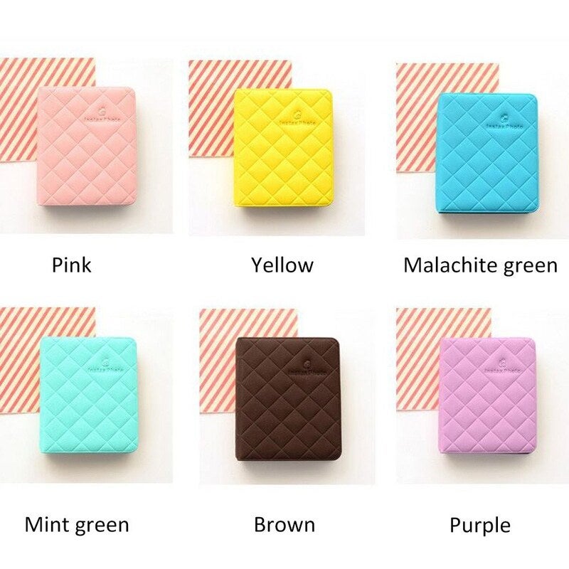 Standard 3In Centerfold Photo Album Card Bag Pu 36 Pockets Albums Photos Storage Case Macaron Memory Souvenir Yellow