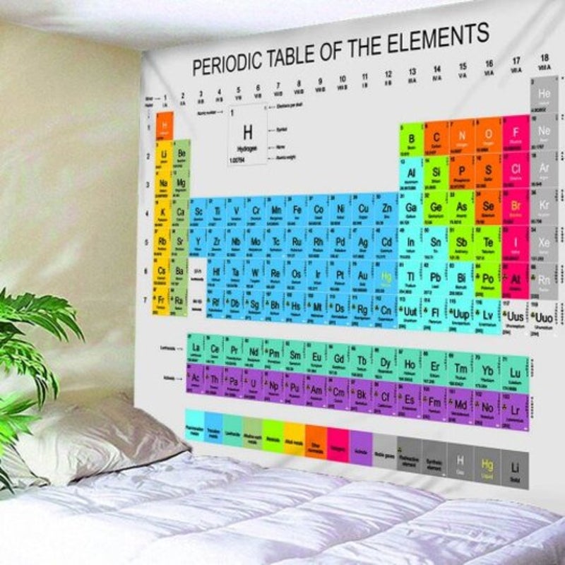 Standard Chemical Element Periodic Table Wall Decoration Printing Tapestry Multi 150130Cm