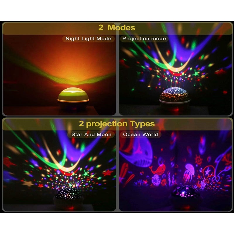 Star Projector Night Lights For Little Ones Led Multiple Colors 360 Degrees Rotating Ocean / Cosmos Sky Lamp Bedroom Whi