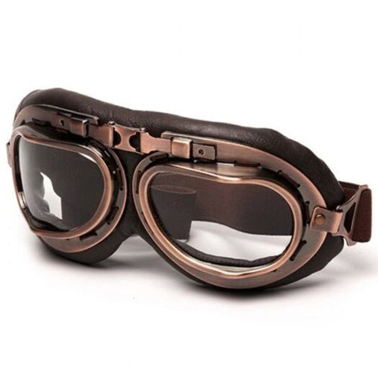Steampunk Glasses Motorcycle Flying Safety Goggles Bronze Transparent Film