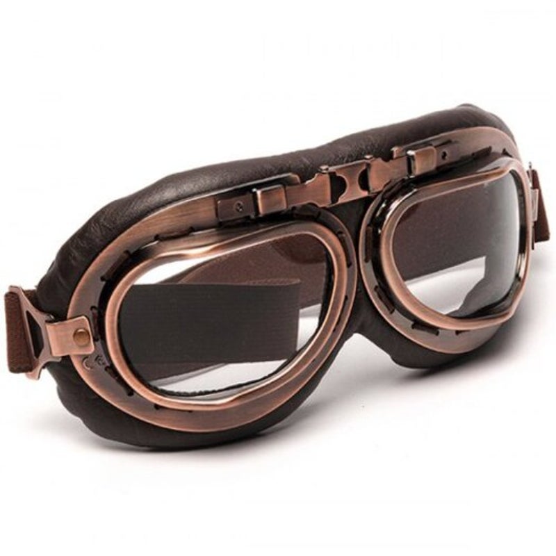 Steampunk Glasses Motorcycle Flying Safety Goggles Bronze Transparent Film