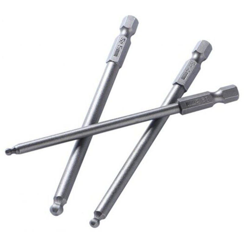 Steel Ball End Hexagon Magnetic Head Screwdriver Bit Drill Set Silver 5Pcs
