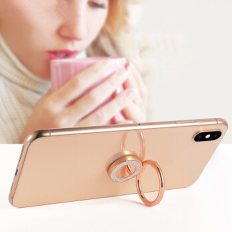Sticker Stamp Activities Phone Holder Round Glitter 360 Degree Stand Holders Metal Finger Ring Rose Gold