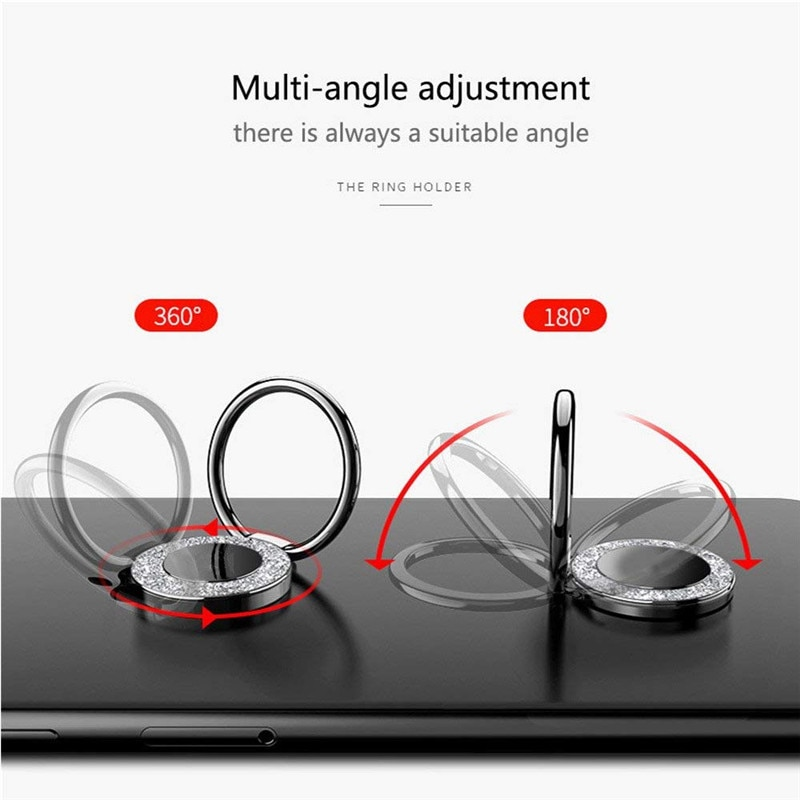 Sticker Stamp Activities Phone Holder Round Glitter 360 Degree Stand Holders Metal Finger Ring Rose Gold