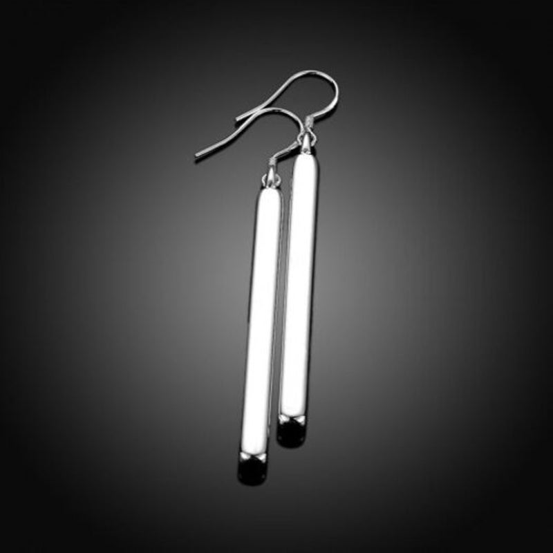 Straight Geometric Silver Earrings