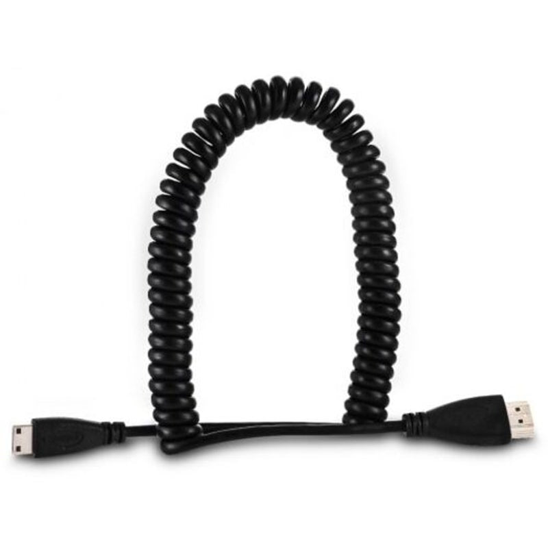 Straight Mini Hdmi Male To Spring Cable Black