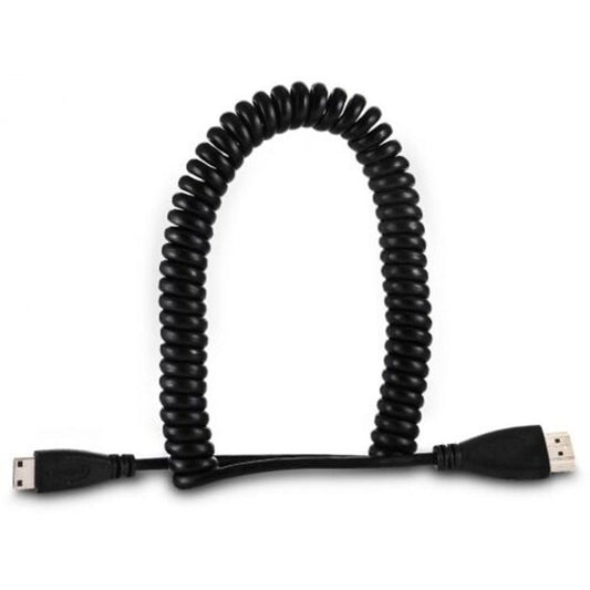 Straight Mini Hdmi Male To Spring Cable Black