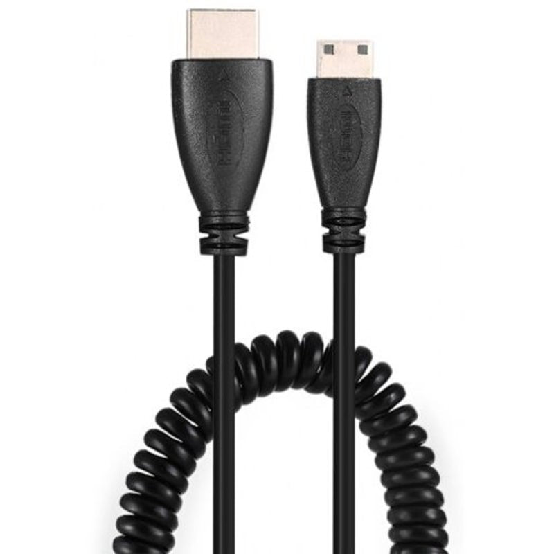 Straight Mini Hdmi Male To Spring Cable Black