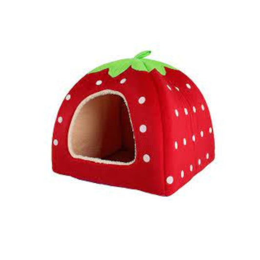 Strawberry Style Sponge House Pet Bed Dome Tent Warm Cushion Basket