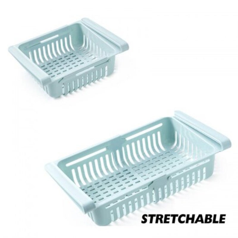 Stretching Fridge Drawer Refrigerator Shelves Storage Organizer Box Blue