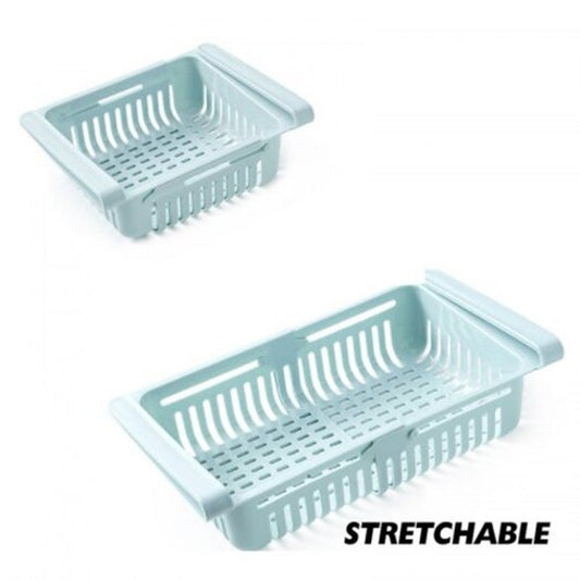 Stretching Fridge Drawer Refrigerator Shelves Storage Organizer Box Blue