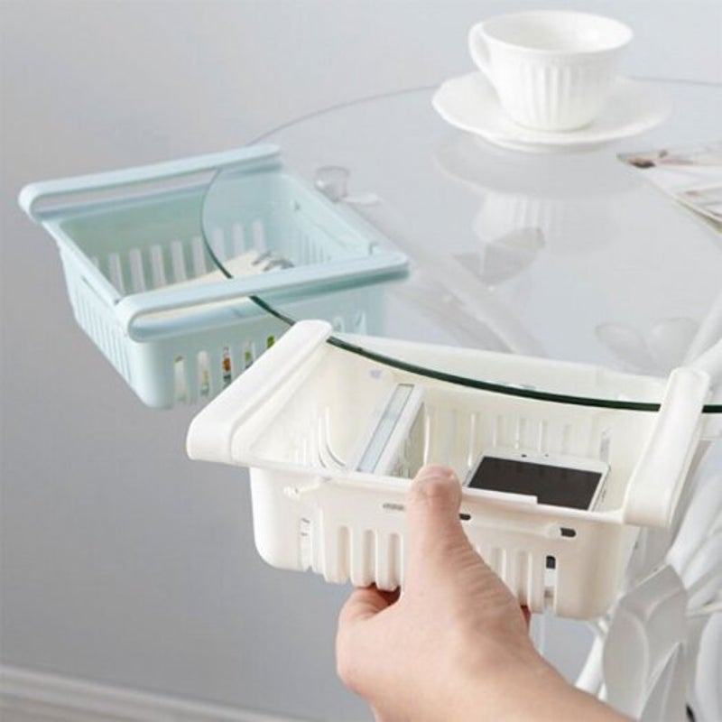 Stretching Fridge Drawer Refrigerator Shelves Storage Organizer Box Blue