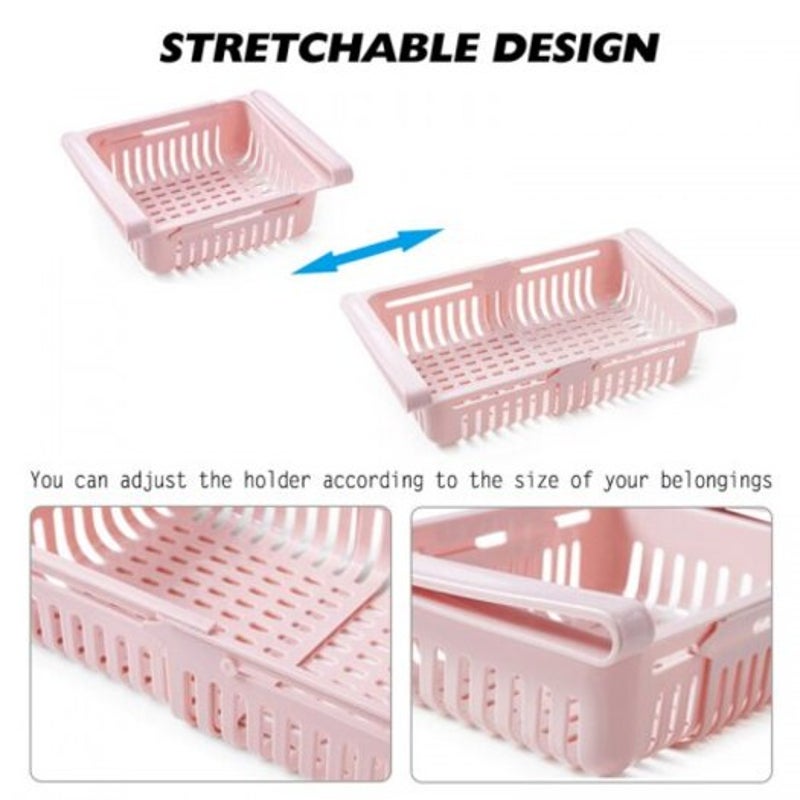 Stretching Fridge Drawer Refrigerator Shelves Storage Organizer Box Blue