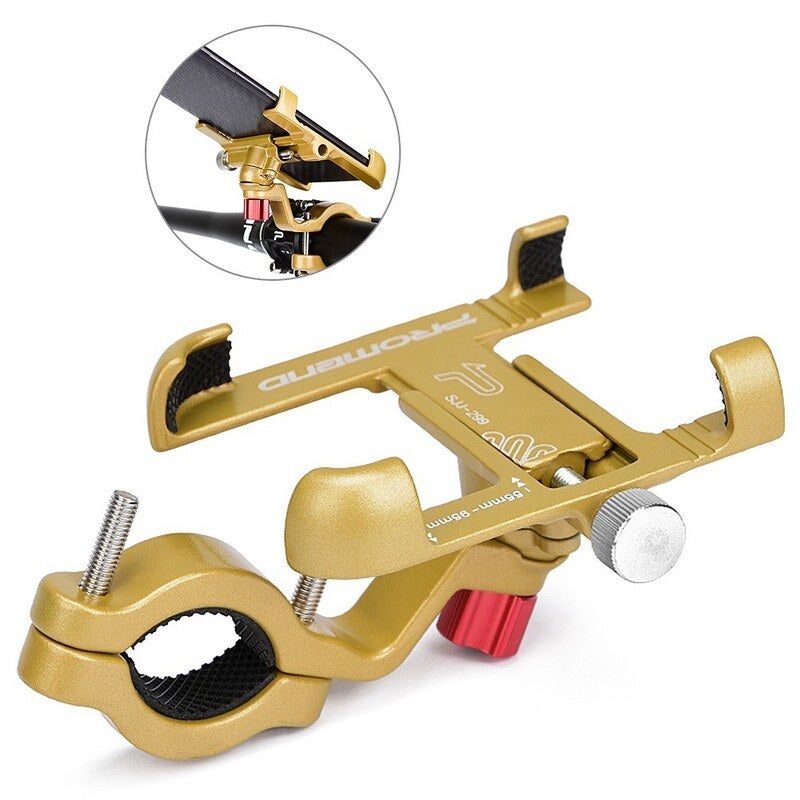Strong Aluminum Alloy Bike Phone Mount Bicycle Motorcycle Holder Gold