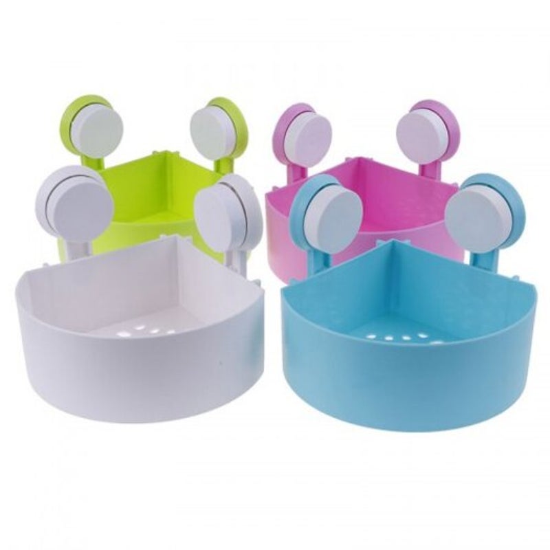 Strong Suction Cup Corner Shelf Washroom Bathroom Tiles Triangle Hanging Rack White
