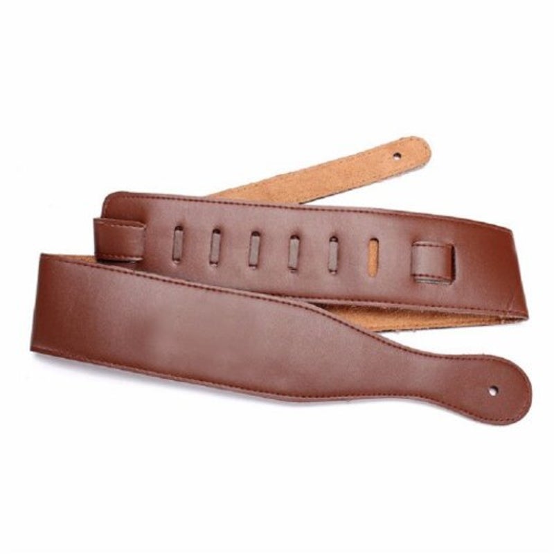 Sturdy Breathable Faux Leather Guitar Strap Brown