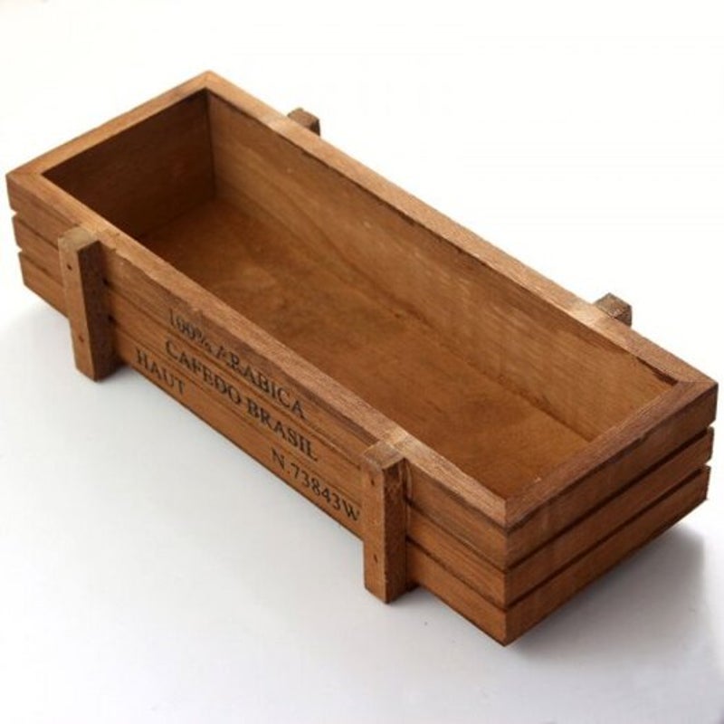 Succulent Plants Flowerpot Rectangular Planter Wood Storage Box Deep Brown